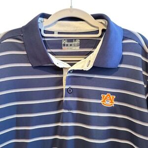 Under Armour Auburn Tigers Polo Shirt Blue Striped Golf Loose Fit Mens Large